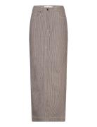 Striped Twill Long Skirt REMAIN Birger Christensen Brown