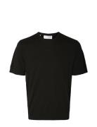 Slhriver Ss Knit Tee Crew Neck Selected Homme Black