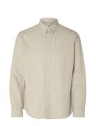 Slhregnew-Linen Shirt Ls Classic Selected Homme Beige