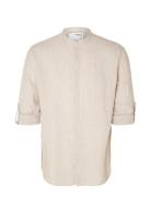 Slhregkylian-Linen Shirt Ls Band Selected Homme Beige