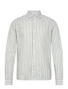 Jamie Cotton Linen Striped Shirt Ls Clean Cut Copenhagen Green
