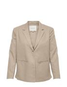 Carola-Caro L/S Linen Blazer Tlr ONLY Carmakoma Beige