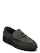 Penny Loafer - Charcoal Suede Garment Project Black