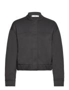 Bomber Jacket Decorative Seams Mango Black