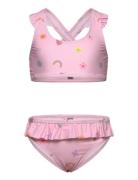 Bikini W. Short Skirt, Aop Color Kids Pink