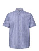 Checked Cotton Linen Shirt Tom Tailor Blue
