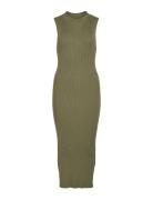 Vistylie High-Neck S/L Rib Knit Dress Vila Green