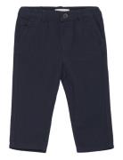 Straight Linen-Blend Trousers Mango Navy