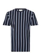 Striped Piqué Tee S/S Lindbergh Navy