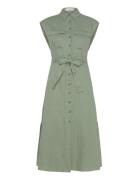 100% Linen Shirty Dress Mango Green