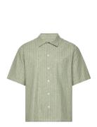 Cotton Linen Mateo Stripe Shirt Ss Mads Nørgaard Green