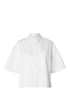 Slfagnese 2/4 Cropped Pearl Shirt B Selected Femme White