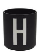 Black Porcelain Cups A-Z Design Letters Black