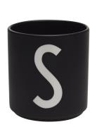 Black Porcelain Cups A-Z Design Letters Black