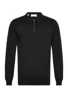 Slhflorence Ls Knit Zip Polo Ex Selected Homme Black