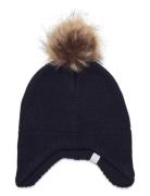 Baby Hat W. Detach Fake Fur Color Kids Navy