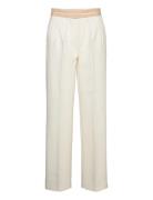 Pleated Trousers With Turn-Up Waist Mango Beige