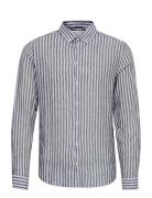 Cfanton Ls Bd Striped Linen Mix Shi Casual Friday Navy