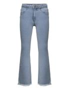 Frayed Finish Flare Jeans Mango Blue