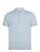 Fine-Knit Polo Shirt Mango Blue