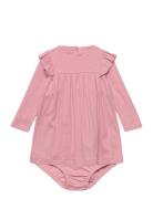 Ruffled Pointelle Cotton Dress & Bloomer Ralph Lauren Baby Pink