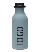 To Go Water Bottle Design Letters Grey