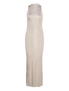 Jersey Halter Neck Maxi Dress Calvin Klein Beige