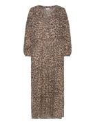 Dress With Placket In Leo Print Coster Copenhagen Brown