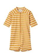 Max Stripe Short Sleeve Swim Jumpsuit Liewood Yellow