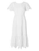 Slfkelli Ss Ankle Broderi Dress B Selected Femme White