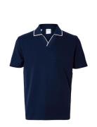 Slhadley Waffle Ss Polo Selected Homme Navy