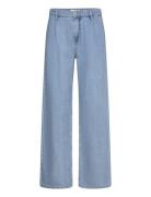 Straight Pleated Jeans Mango Blue