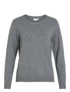 Viril O-Neck L/S Knit Top - Noos Vila Grey