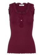 Silk Top W/ Button & Lace Rosemunde Red