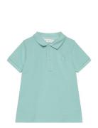 Textured Cotton Polo Shirt Mango Blue