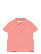 Textured Cotton Polo Shirt Mango Red