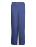 Linen Trousers With Buttons Mango Blue