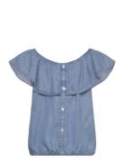 Denim Blouse With Buttons Mango Blue