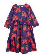 Roses Aop Woven Frill Dress Mini Rodini Blue