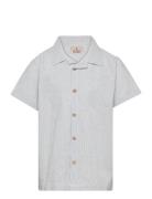 Shirt Ss Woven Stripe Huttelihut Grey
