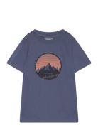 T-Shirt W. Print - S/S, Cotton Color Kids Blue