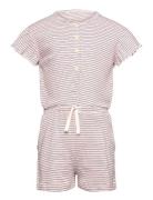 Striped Jumpsuit With Ruffles Copenhagen Colors Pink