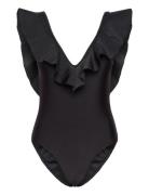 Paola Ruffled V-Neck Swimsuit Malina Black