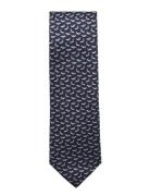 Dog-Print Mulberry Silk Tie Mango Navy