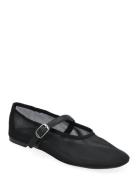 Mesh Ballet Flats With Strap And Buckle Mango Black