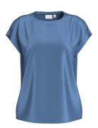 Viellette S/S Satin Top - Noos Vila Blue