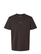 Slhaspen Print Ss O-Neck Tee Noos Selected Homme Brown