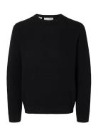 Slhross Ls Knit Structure Crew Neck Noos Selected Homme Black