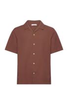 Regular-Fit 100% Seersucker Cotton Shirt Mango Brown