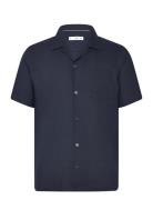 Regular-Fit 100% Seersucker Cotton Shirt Mango Navy